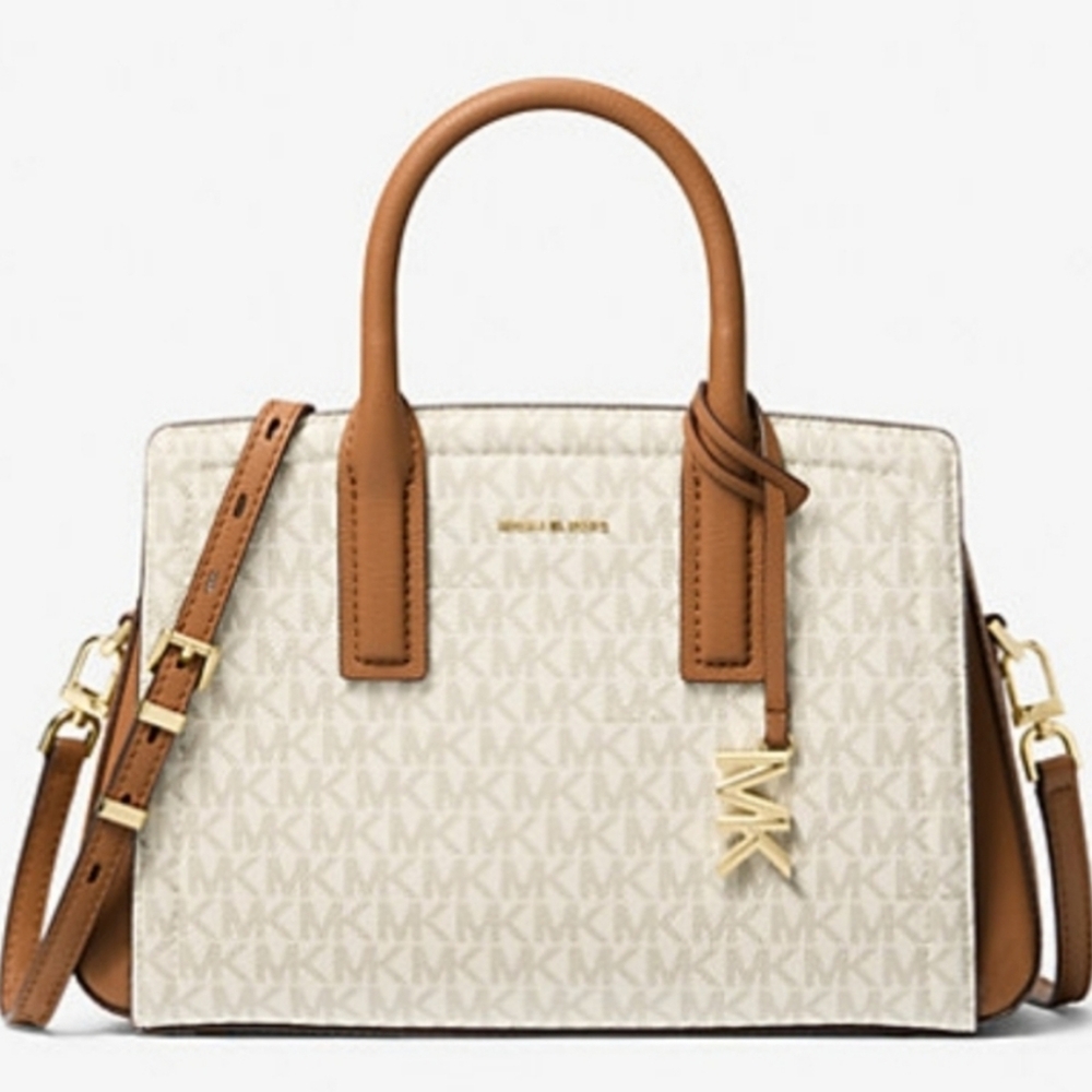 Michael Kors Cream and Tan Satchel Bag